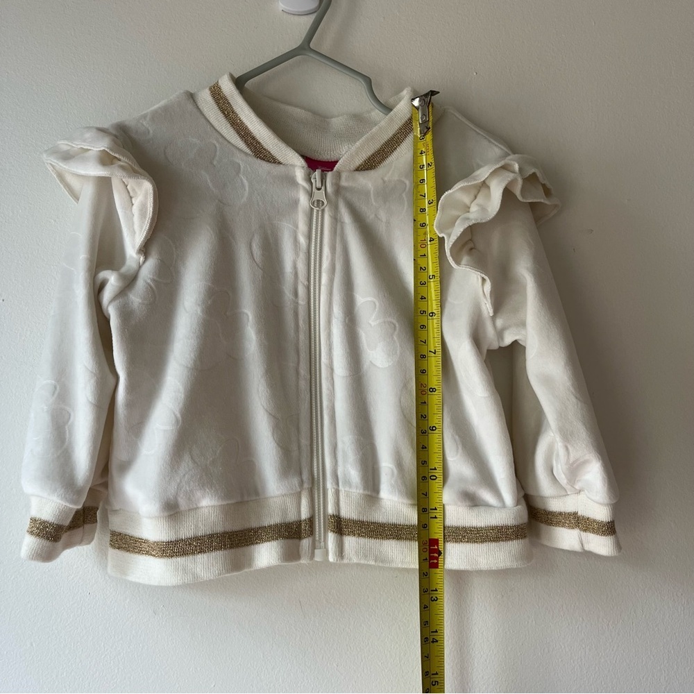 Disney Baby Minnie Mouse Zip-Up Jacket 18M – White Ruffle Sleeve Bomber Style - Picture 5 of 9